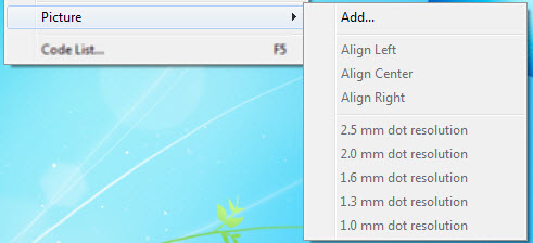 Image shows Picture opton with sub-menu.
